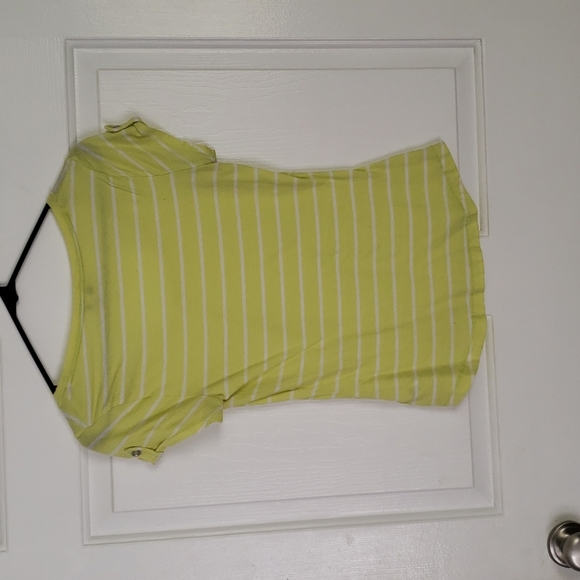 Express light yellow and white strip tee with pocket,  size small - Picture 3 of 3